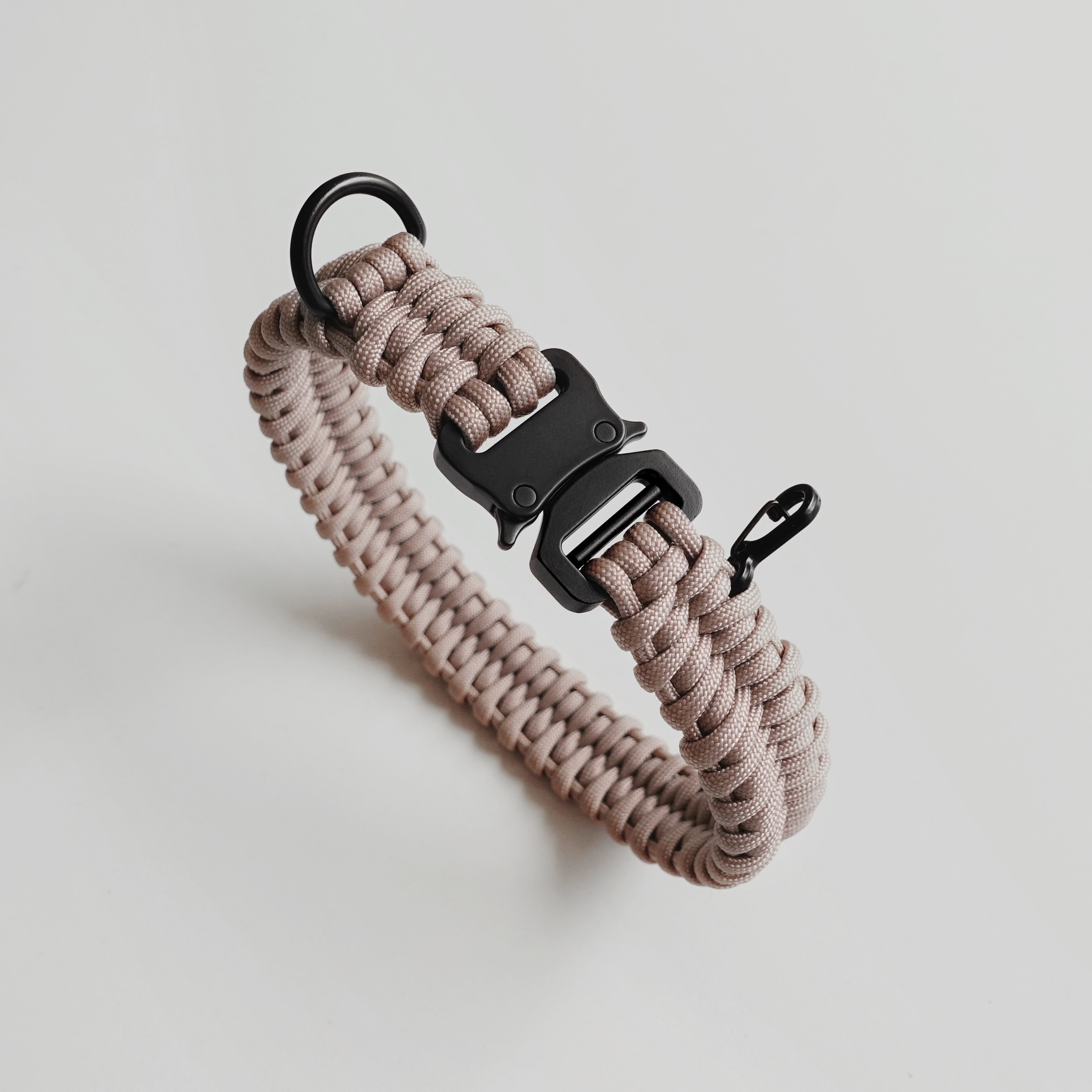 Paracord handwoven braid dog Collar in Dunes Pink